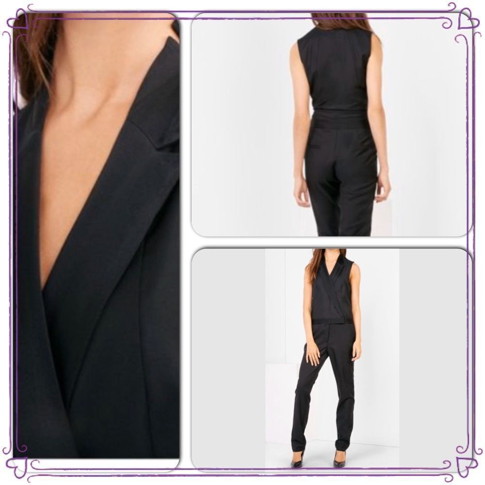 Comptoir Des Cotonniers Black Wool Jumpsuit M